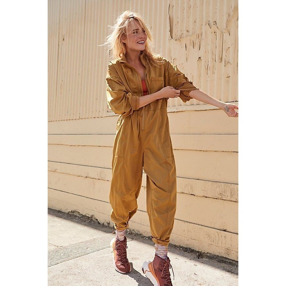 Free People FP Movement Ashani Brown Jumpsuit Atlas Mountain Athleisure XS - Picture 1 of 10